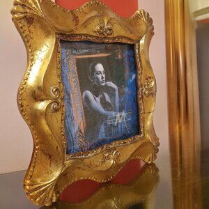 Anna M Photo Frame, 5 x 5 Ornate Brushed Gold Leaf Distressed Picture Holder